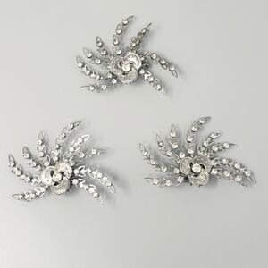 Silver Tone Brooch Pin & Clip-On Earrings Set